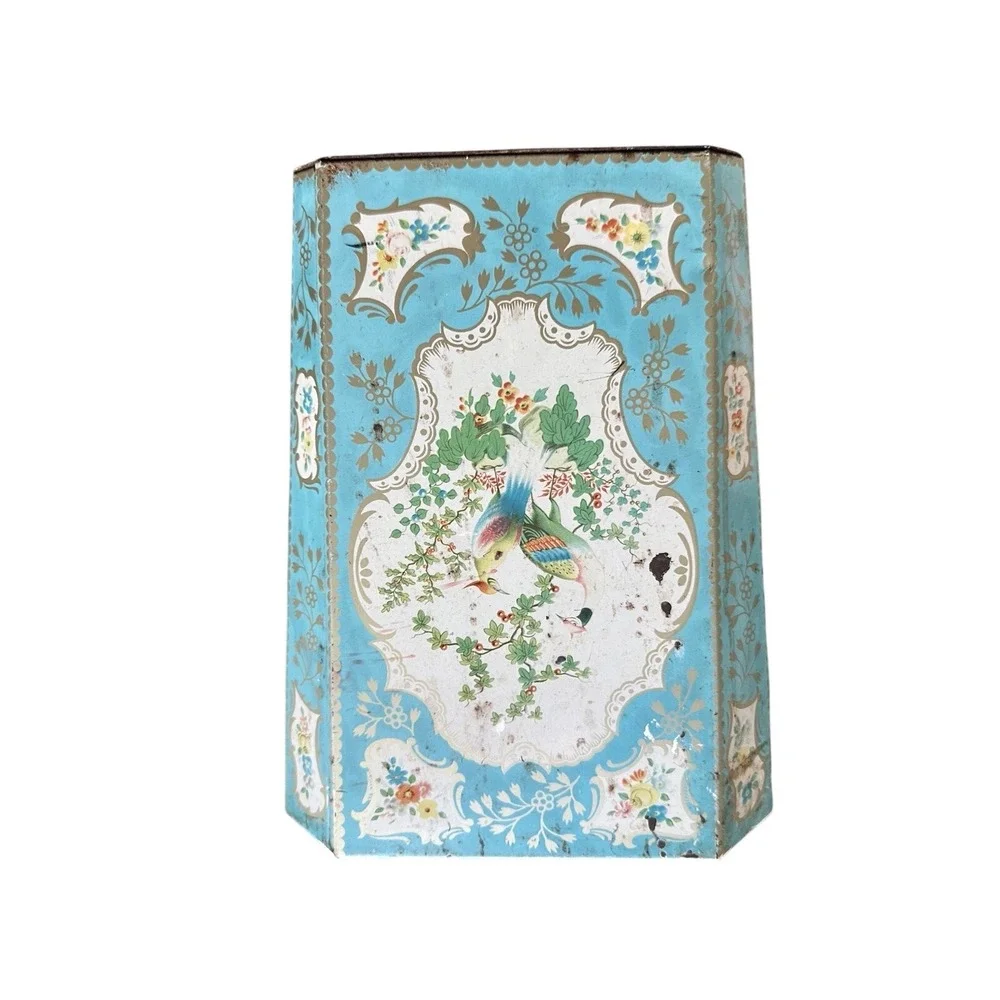 Baret Ware Metal Tole Waste Basket Botanicals Pheasant Birds‎ cottage core